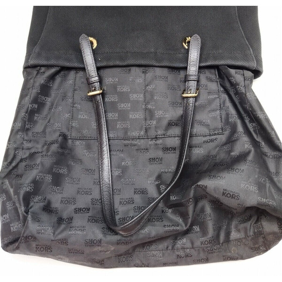 Michael Kors Jet Set Black Canvas Double Handle Tote Shoulder Bag - Picture 10 of 13